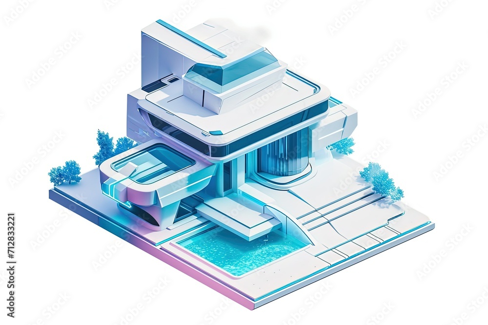 Modern Unique House Isometric Isolated Modern Unique House Isometric Isolated