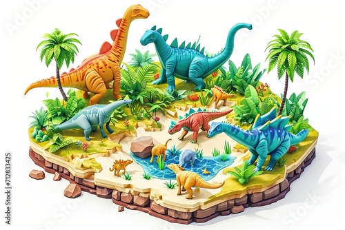 Isometric Dinosaur Park Illustration photo