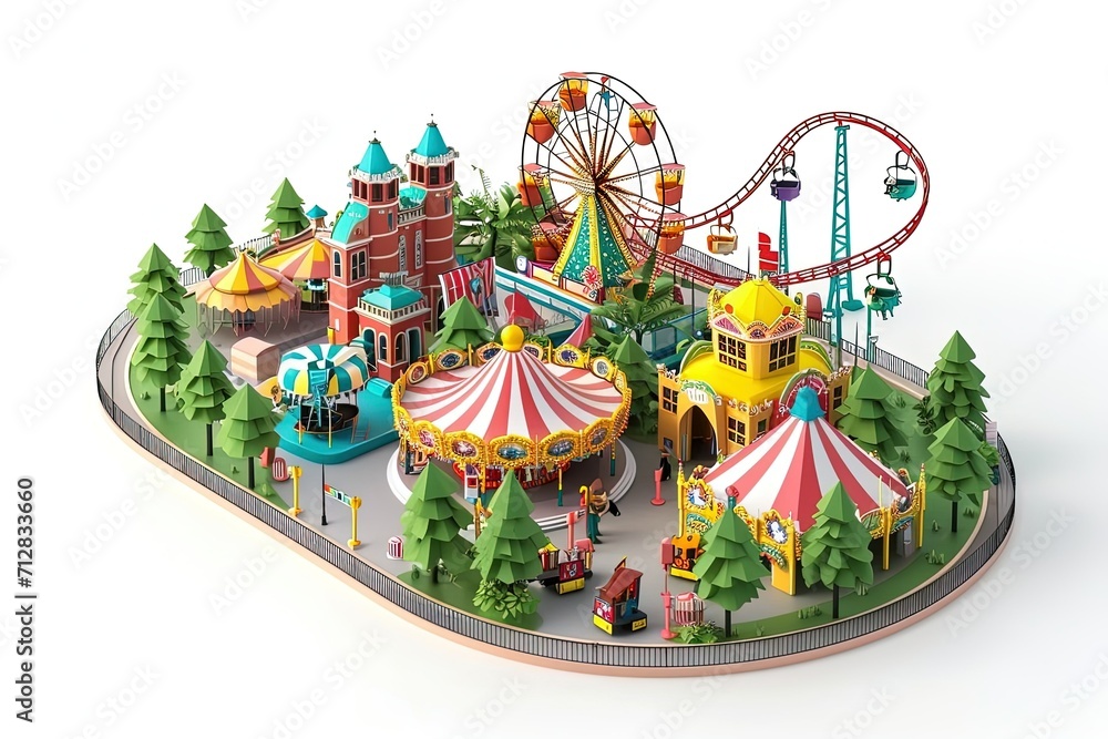 Obraz premium Isometric Theme Park Illustration