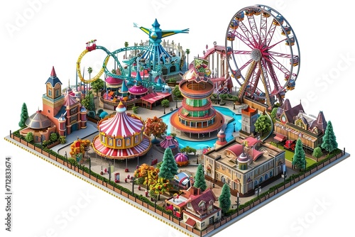 Isometric Theme Park Illustration