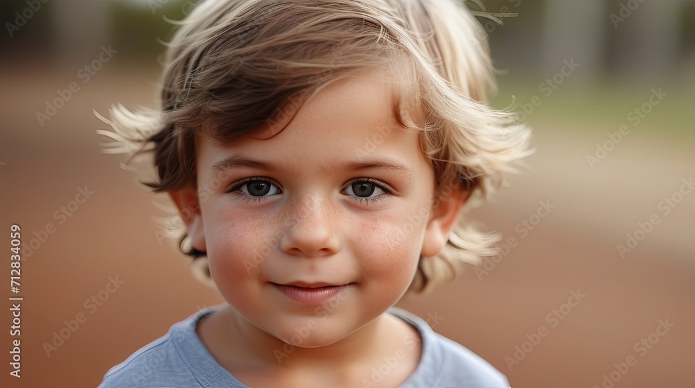 Young Child with Blonde Hair Wearing a Blue Shirt Outdoors, Face Obscured for Privacy Young Child with Blonde Hair Wearing a Blue Shirt Outdoors, Face Obscured for Privacy