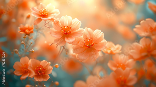 Orange blossoms in spring on the backyard, Romantic banner. Generative AI © Boris