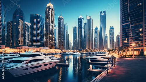 modern buildings in Dubai Marina UAE with beautiful clear sky