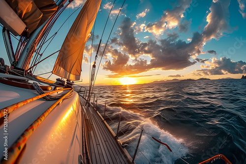 sunset vista sailing yacht on the ocean