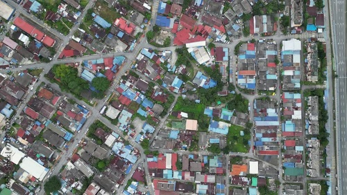Drone shot looking down on Kampung Bahru
