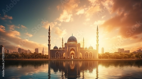 Sharjah mosque beautiful sunset view second biggest mosque in United Arab Emirates