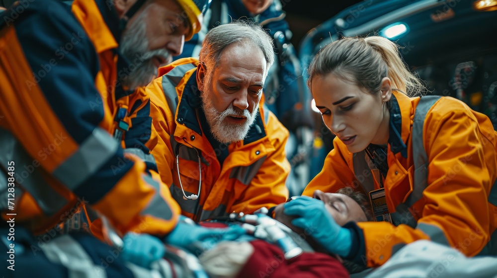 Providing first aid after a serious accident. Providing first aid after a serious accident.