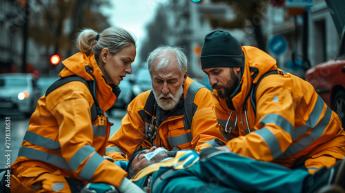 Providing first aid after a serious accident.