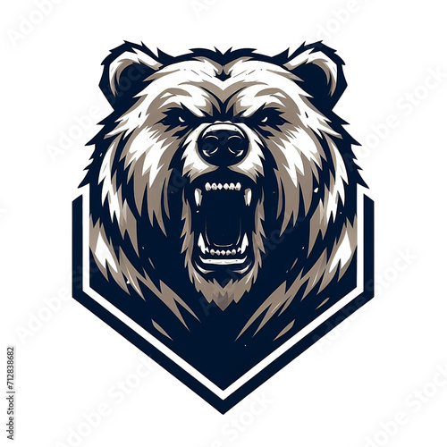 Grizzly bear head vector logo template. Mascot for sport team