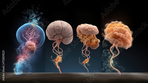 An image capturing the nascent phases of brain growth in an embryo, with a clear distinction between the forebrain, midbrain, and hindbrain components.