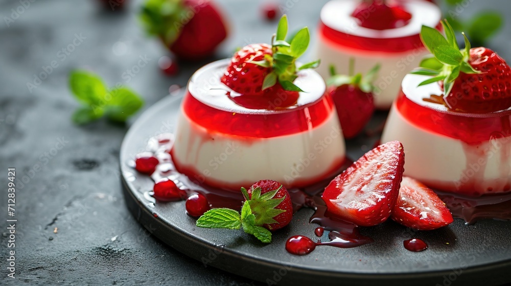 jelly with strawberry dessert (Panna Cotta) jelly with strawberry dessert (Panna Cotta)
