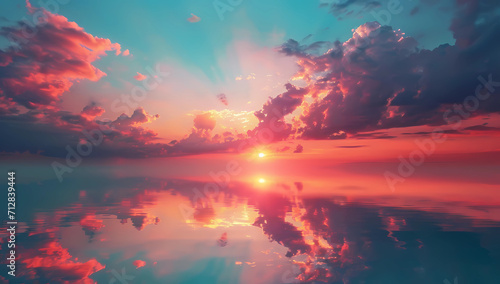sunset clouds with reflection in water