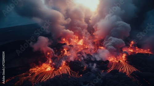 Wallpaper Mural Experience the primal energy of a raging volcano as seen through the lens of a drone, with cascading lava and plumes of ash dominating the landscape. Torontodigital.ca