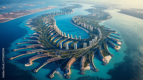 aerial view of Dubai Jumeirah island United Arab Emirates.