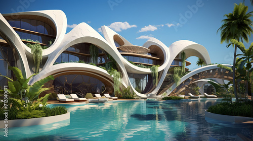amazing architecture of tropical resort Dubai UAE