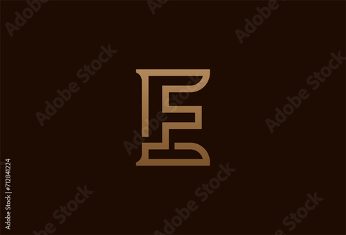 initial EF or FE logo, monogram logo design combination of letters E and F in gold color, usable for brand and business logos, flat design logo template element, vector illustration photo