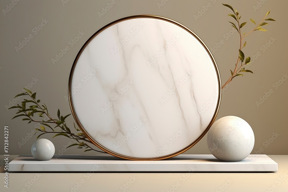 Fototapeta premium Round marble podium for product presentation