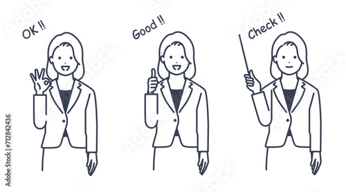 スーツを着た若い女性のベクターイラスト素材