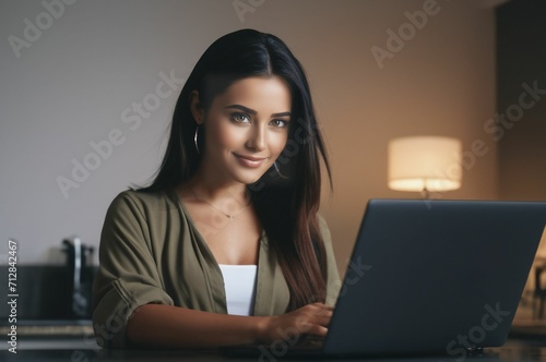 Young woman working at home