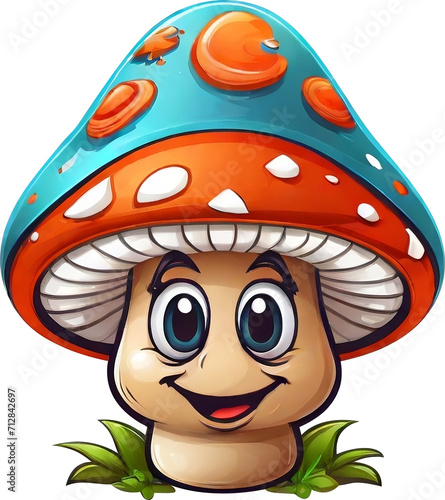 mushroom cartoon mascot, illustration for logo, t-shirt, sticker. ai generative design