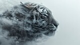 A majestic tiger emerges from the sinuous forms of smoke in an ethereal spectacle. Siberian tiger head made of smoke in wildlife grandeur.
