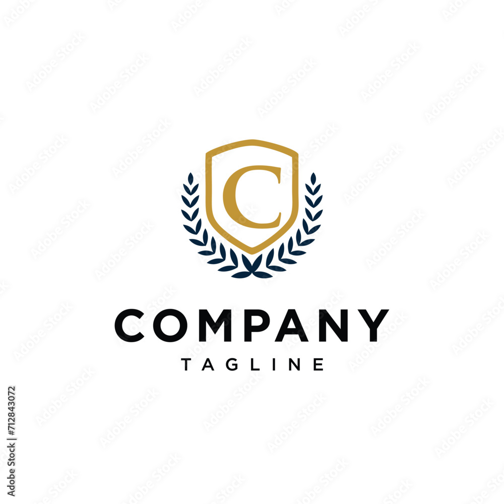Obraz premium Letter C shield education logo icon vector template