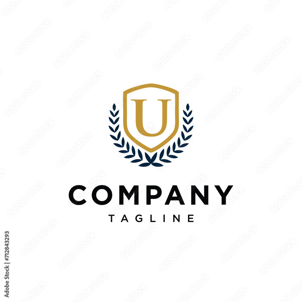 Fototapeta premium Letter U shield education logo icon vector template