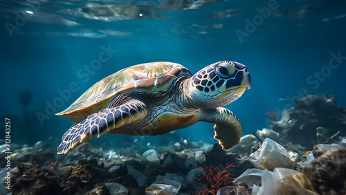 Environmental problems. Turtles can eat plastic bags mistaking them for jellyfish. © Tech Hendra