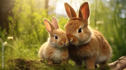 Rabbit caressing its baby AI Generated pictures © Pallab