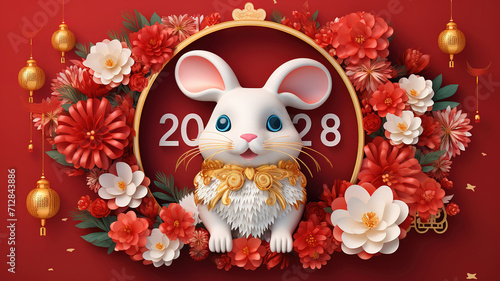 Year of the rabbit happy new year banner