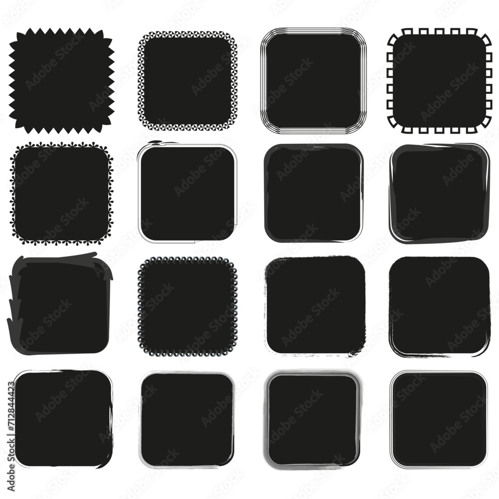 Set of grunge square. Vector illustration. EPS 10. Set of grunge square. Vector illustration. EPS 10.