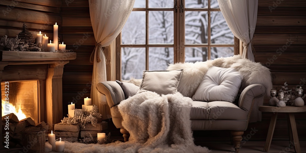 Cozy winter interior decor.