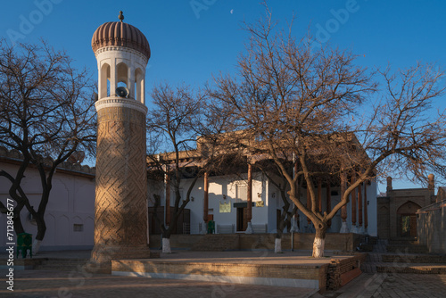 Rukhabad Mosque with minaret - an active сongregational (Friday) mosque in the historical center of the city on a sunny day, Samarkand, Uzbekistan photo