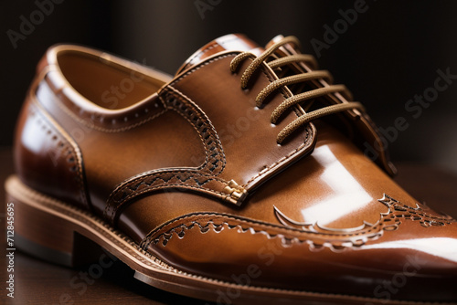 brown color man's luxury shoe ai generated photo