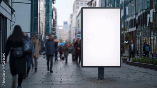 City street with blank space board for service and product advertisement. Created using generative AI.