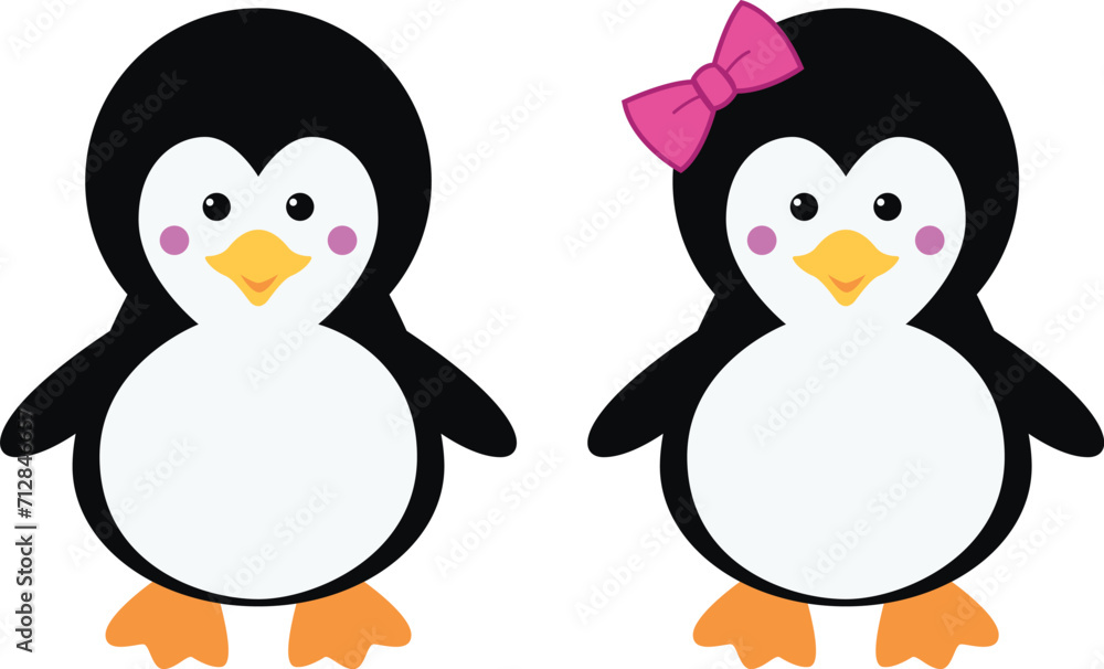 Naklejka premium Cute Penguin Isolated On A White Background