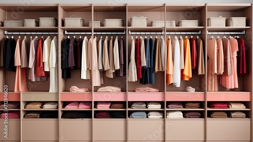Automated closet organization systems for wardrobe management solid color background