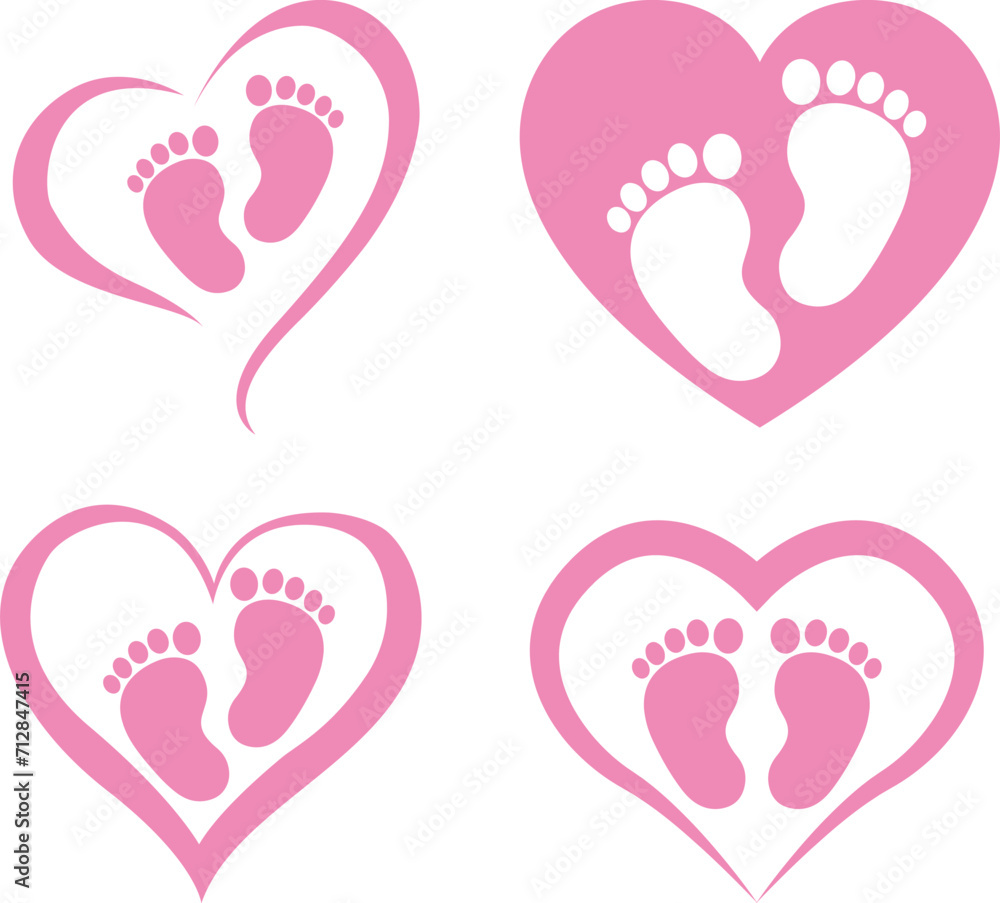Heart Baby Feet Isolated On A White Background	
