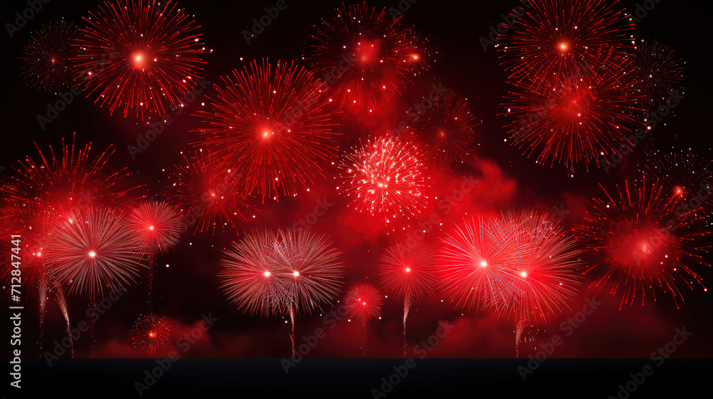 Red Firework celebrate anniversary happy new year 2023, 4th of july holiday festival Red Firework celebrate anniversary happy new year 2023, 4th of july holiday festival