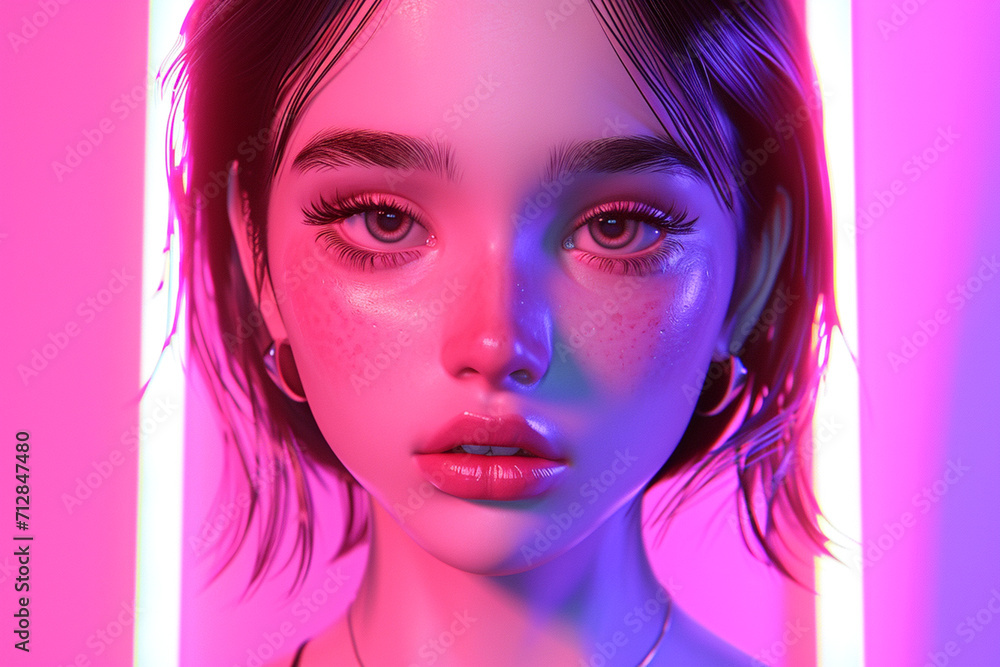 Obraz premium Human portrait game background style 3d stylish illustration