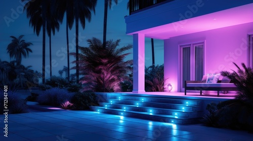 Remote controlled outdoor lighting for improved aesthetics solid color background