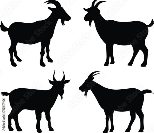 Goat Silhouette Isolated On A White Background 