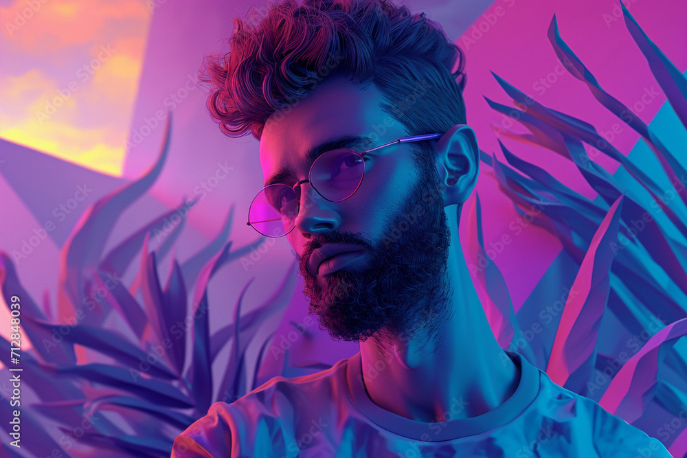 Human portrait game background style 3d stylish illustration Human portrait game background style 3d stylish illustration