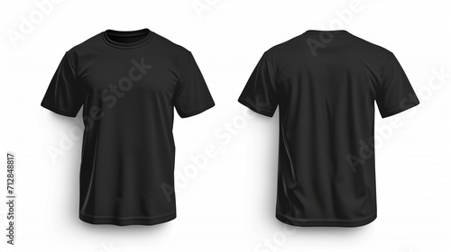 black tshirt mockup front and back on white background