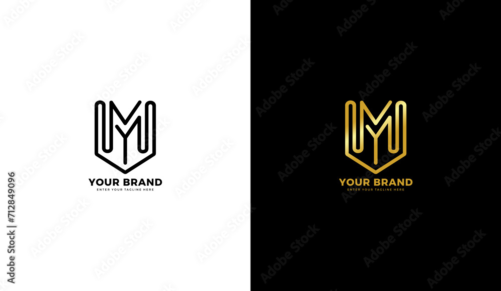 Letter M Line Logo, creative design template, vector illustration