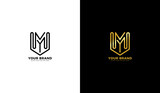 Letter M Line Logo, creative design template, vector illustration