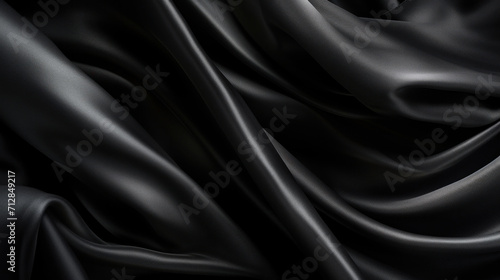 Luxurious black satin fabric with a smooth texture, perfect for a sophisticated background or design element.