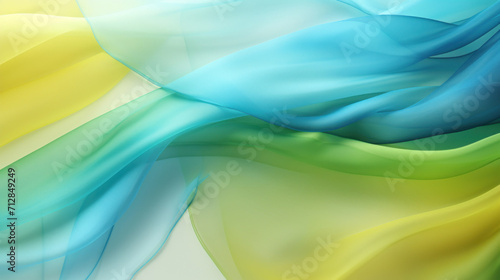Vibrant blue and yellow satin fabric creates a dynamic and flowing abstract background with a sense of movement.