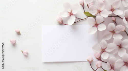 Spring Cherry Blossoms and Blank Card © tashechka