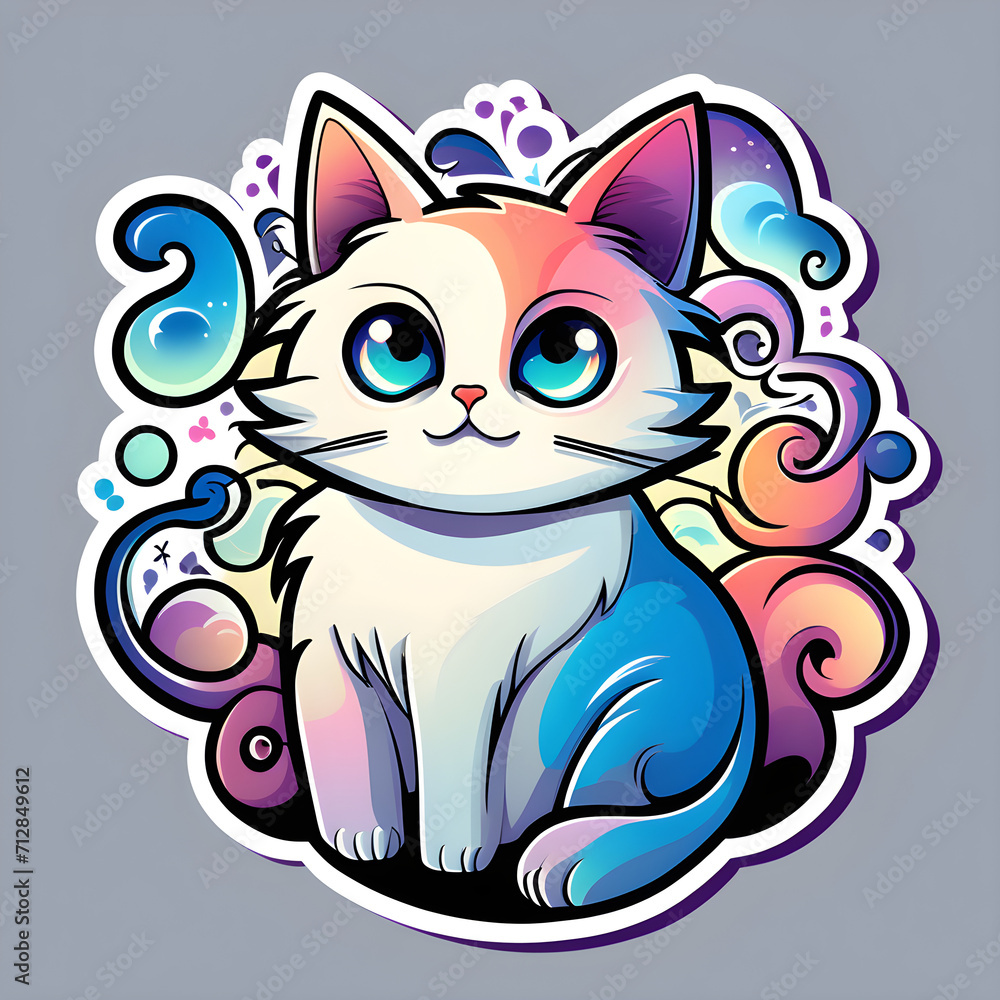 Obraz premium a pretty illustration cat. generative AI
